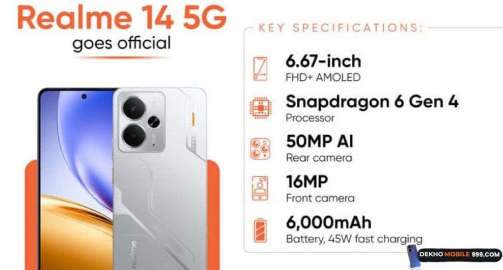 Realme 14 5G Price | Launched with 12GB RAM and 6000mAh battery | Know all specifications Realme 14 5G Price